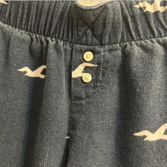 Hollister Navy Blue Pajama Pants with White Seagull Print (logo) - Picture 3 of 5